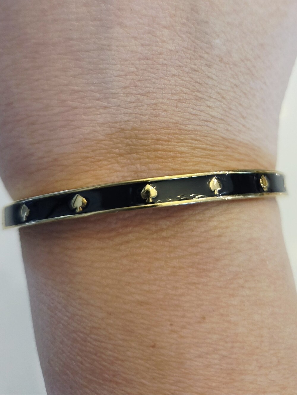 kate spade Black Enamel Gold Spade Accent Bangle